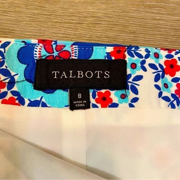 NEW RED/WHITE/BLUE FLORAL GEOMETRIC PRINT LINED SKIRT BY TALBOTS 8 - Picture 7 of 12